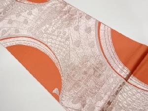 リサイクル　抽象孔雀模様織出し袋帯